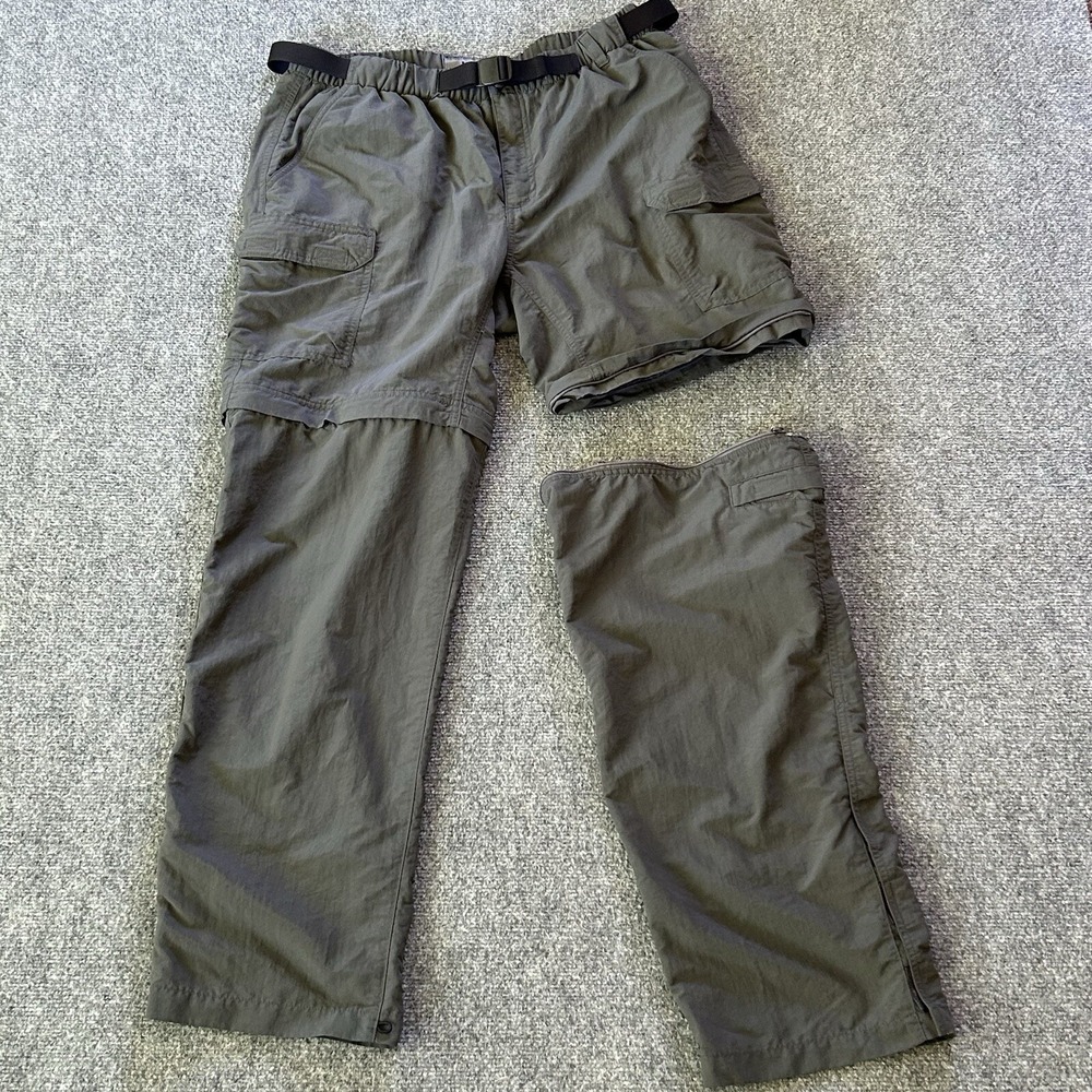 Royal Robbins Pant Men Large Grey Convertible Short Nylon Belted Hiking 36x31 P2